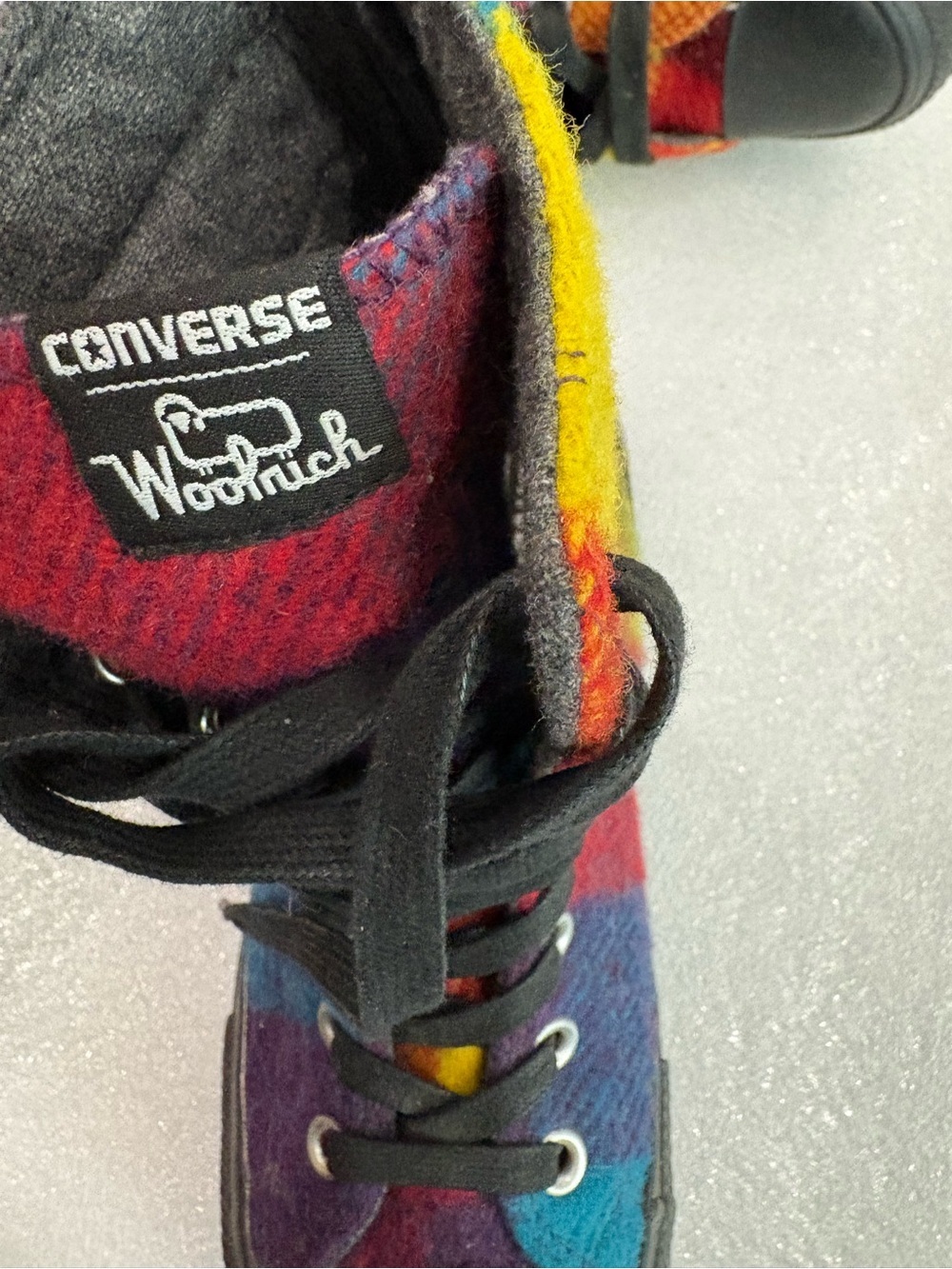 Woolrich Converse Chuck Taylor All Star High Top Rainbow Plaid Wool Sneaker NWOT - Picture 4 of 6